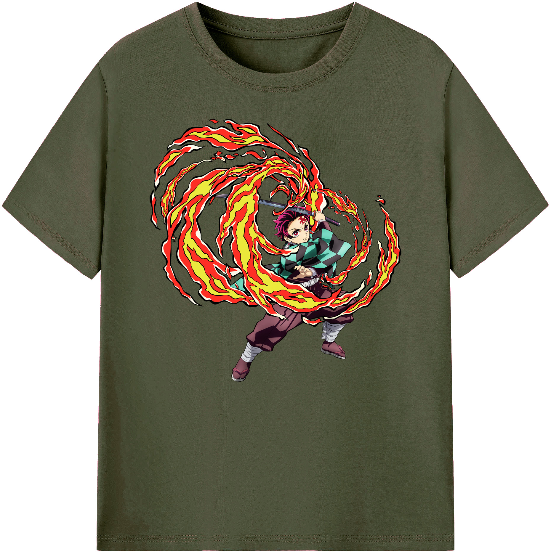 （画像用） 鬼滅の刃 竈門 炭治郎／かまど たんじろう Kamado Tanjirou 綿100％ メンズ半袖Tシャツ｜肌触りやわらか＆通気性
